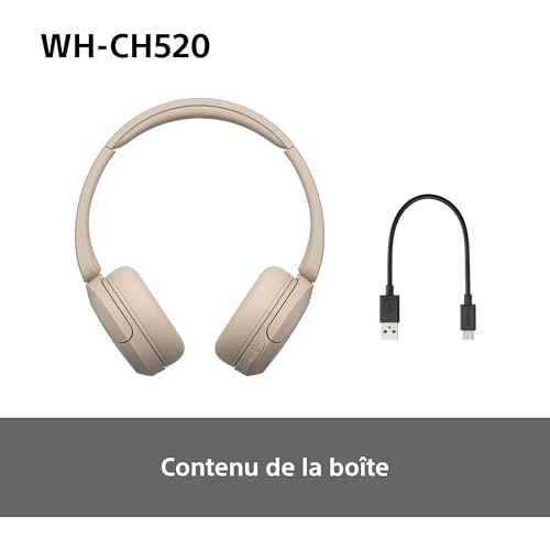 Sony WH-CH520 – Casque Bluetooth Supra-Auriculaire avec Autonomie de 50h et Connexion Multipoint