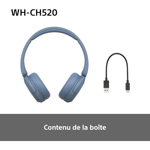 Sony WH-CH520 – Casque Bluetooth Supra-Auriculaire avec Autonomie de 50h et Connexion Multipoint