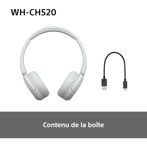 Sony WH-CH520 – Casque Bluetooth Supra-Auriculaire avec Autonomie de 50h et Connexion Multipoint