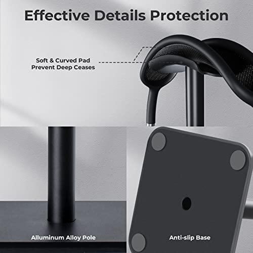 Support de Casque Alyvisun – Base Lestée, Hauteur 24 cm, Montage Sans Outils