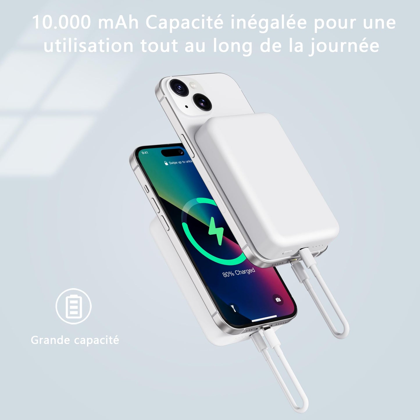 Batterie Externe MagSafe 10 000 mAh – Chargeur Magnétique Sans Fil Liverchy