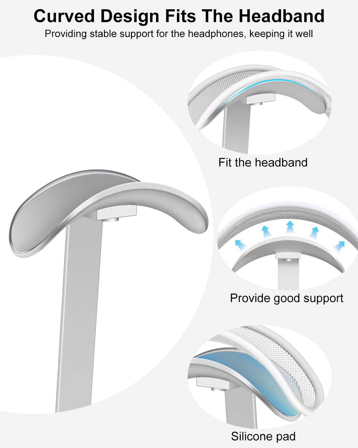 Support de Casque VICHYIE – Aluminium, Base Lestée, Design Incliné, Compatible AirPods Max