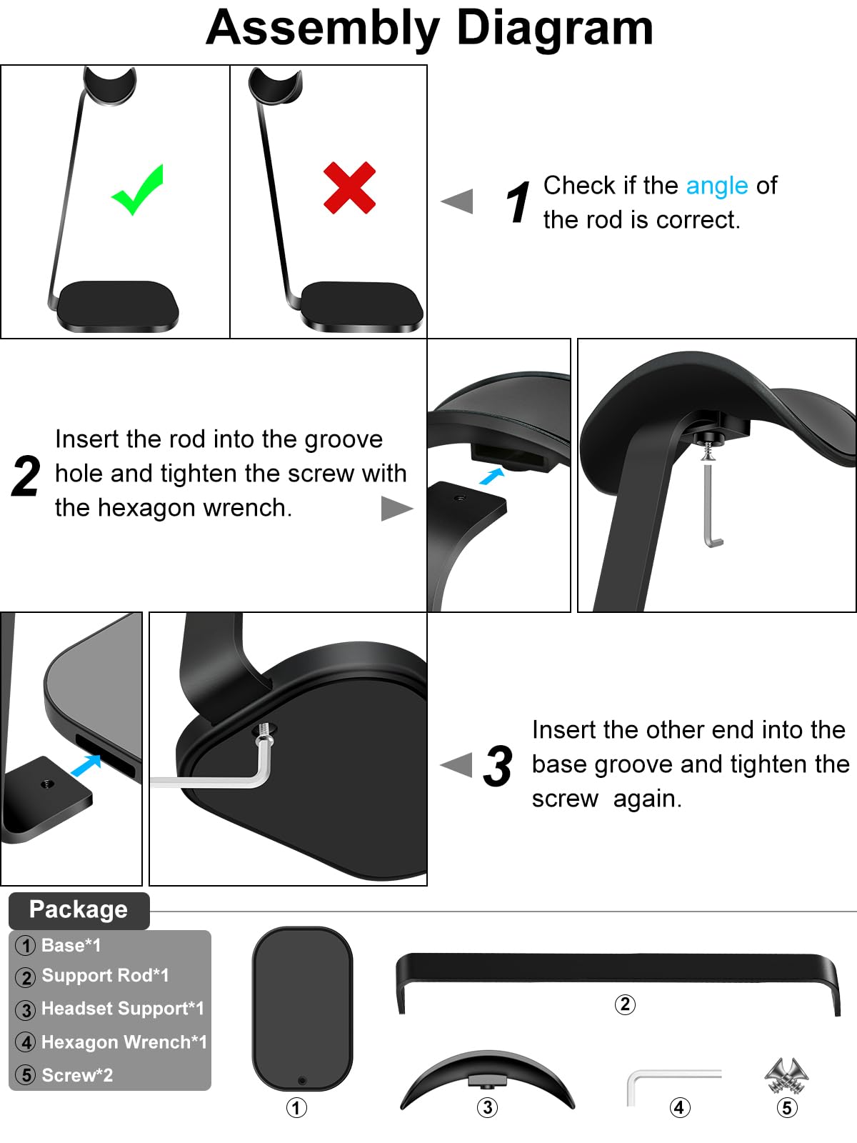 Support de Casque VICHYIE – Aluminium, Base Lestée, Design Incliné, Compatible AirPods Max