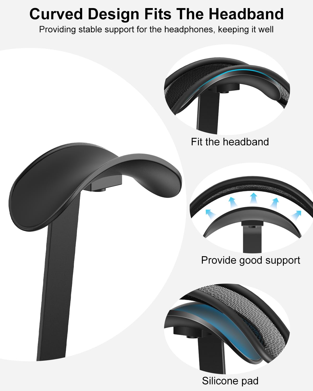 Support de Casque VICHYIE – Aluminium, Base Lestée, Design Incliné, Compatible AirPods Max