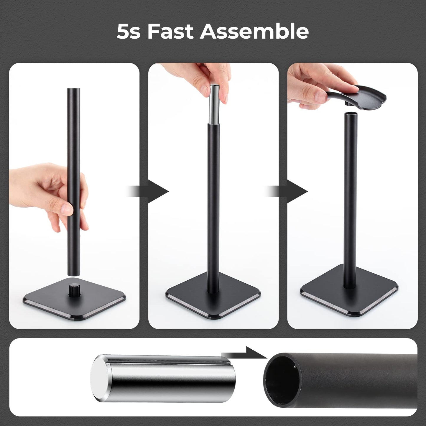 Support de Casque Alyvisun – Base Lestée, Hauteur 24 cm, Montage Sans Outils