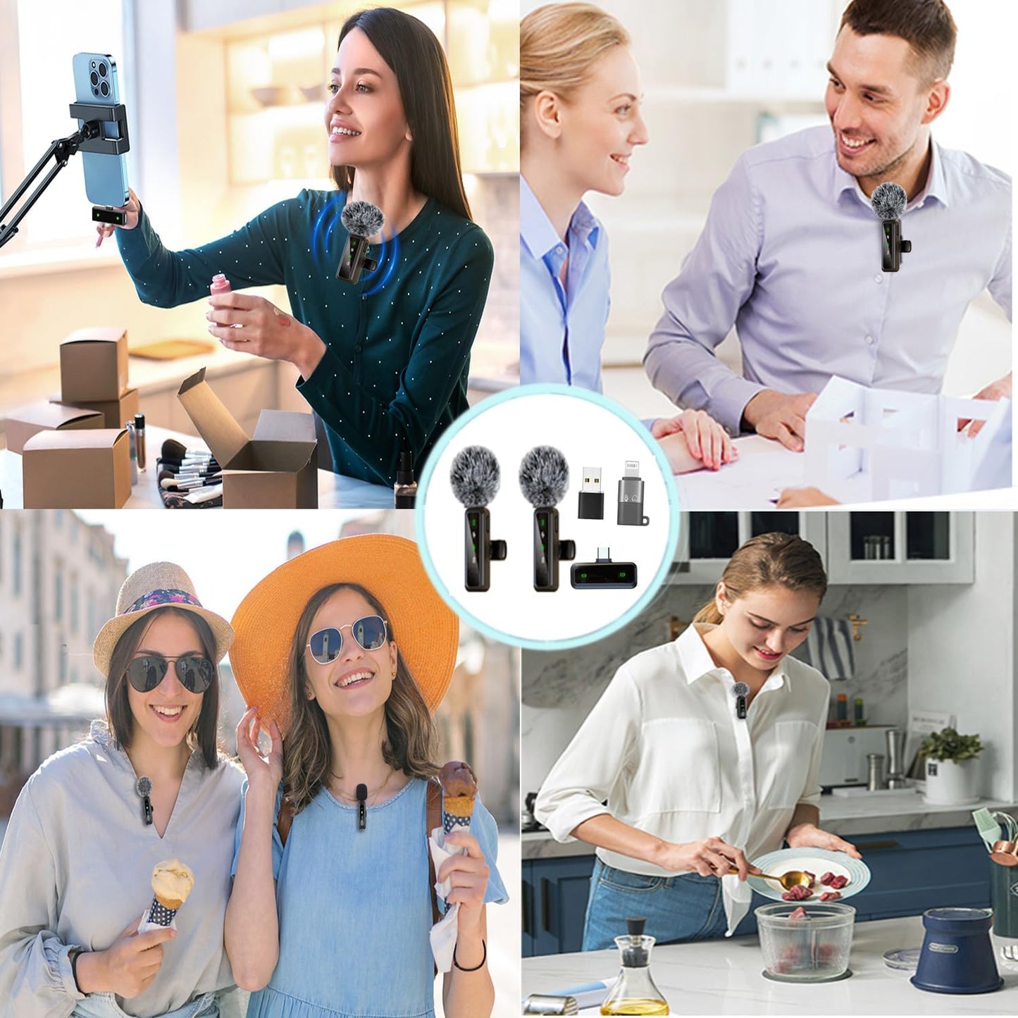 Microphone Cravate Sans Fil XIXIXIAXIA – Compatible iPhone, Android, PC – Réduction de Bruit AI