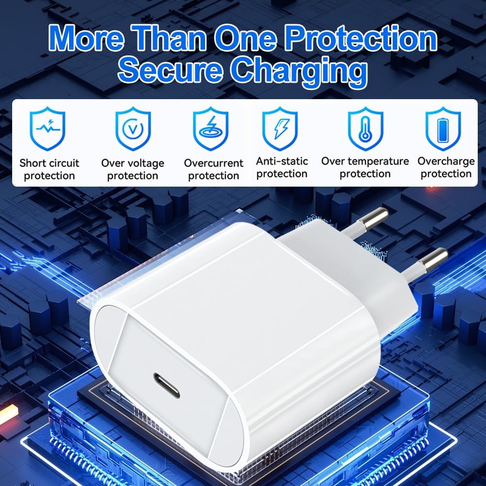 Chargeur Rapide iPhone – Certifié Apple MFi, 20W USB-C avec Câble Lightning 2m