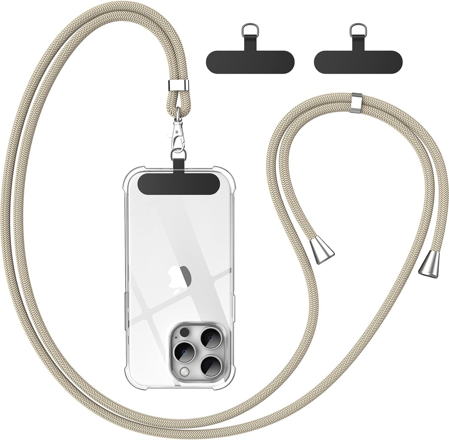 Cordon Téléphone Caslord – Lanière Universelle 1,6 m avec 2 Patchs Durables