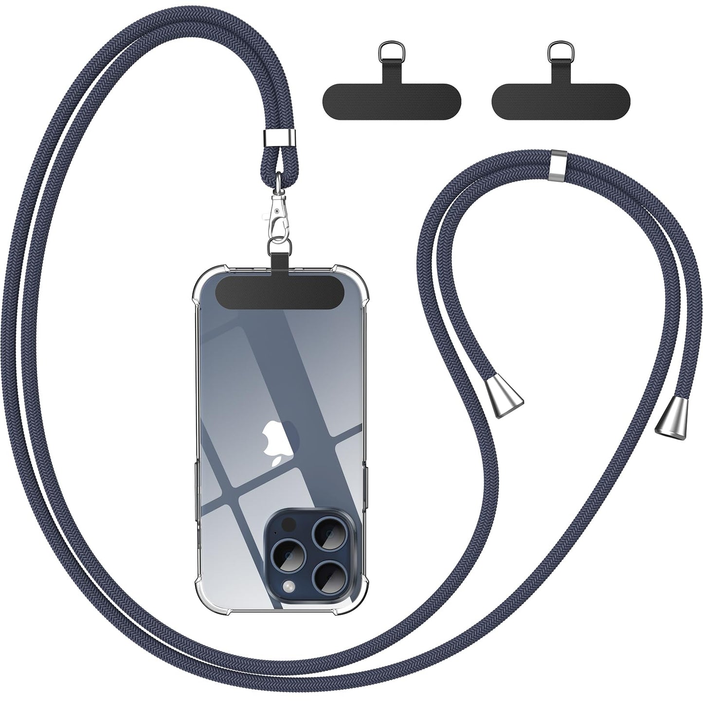 Cordon Téléphone Caslord – Lanière Universelle 1,6 m avec 2 Patchs Durables