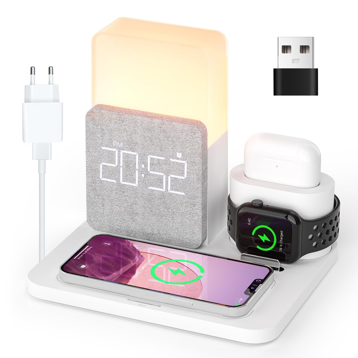 Chargeur à Induction Station, COLSUR 3 en 1 Chargeur sans Fil 15W Universel Qi Portable Rapide Charger pour iPhone 16/15 /14/13/12/11 Pro Max/X/8/Samsung/Huawei, iWatch SE 9/8/7/6/5/4/3/2 et AirPods