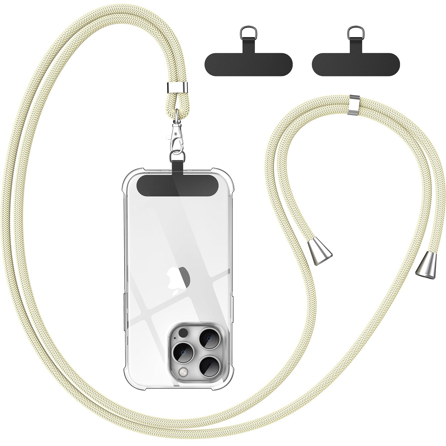 Cordon Téléphone Caslord – Lanière Universelle 1,6 m avec 2 Patchs Durables