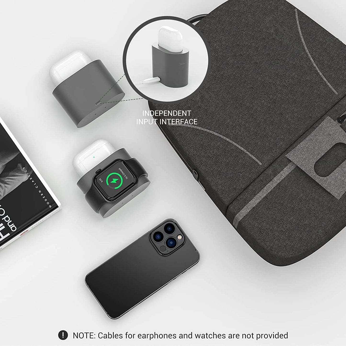 Chargeur à Induction Station, COLSUR 3 en 1 Chargeur sans Fil 15W Universel Qi Portable Rapide Charger pour iPhone 16/15 /14/13/12/11 Pro Max/X/8/Samsung/Huawei, iWatch SE 9/8/7/6/5/4/3/2 et AirPods