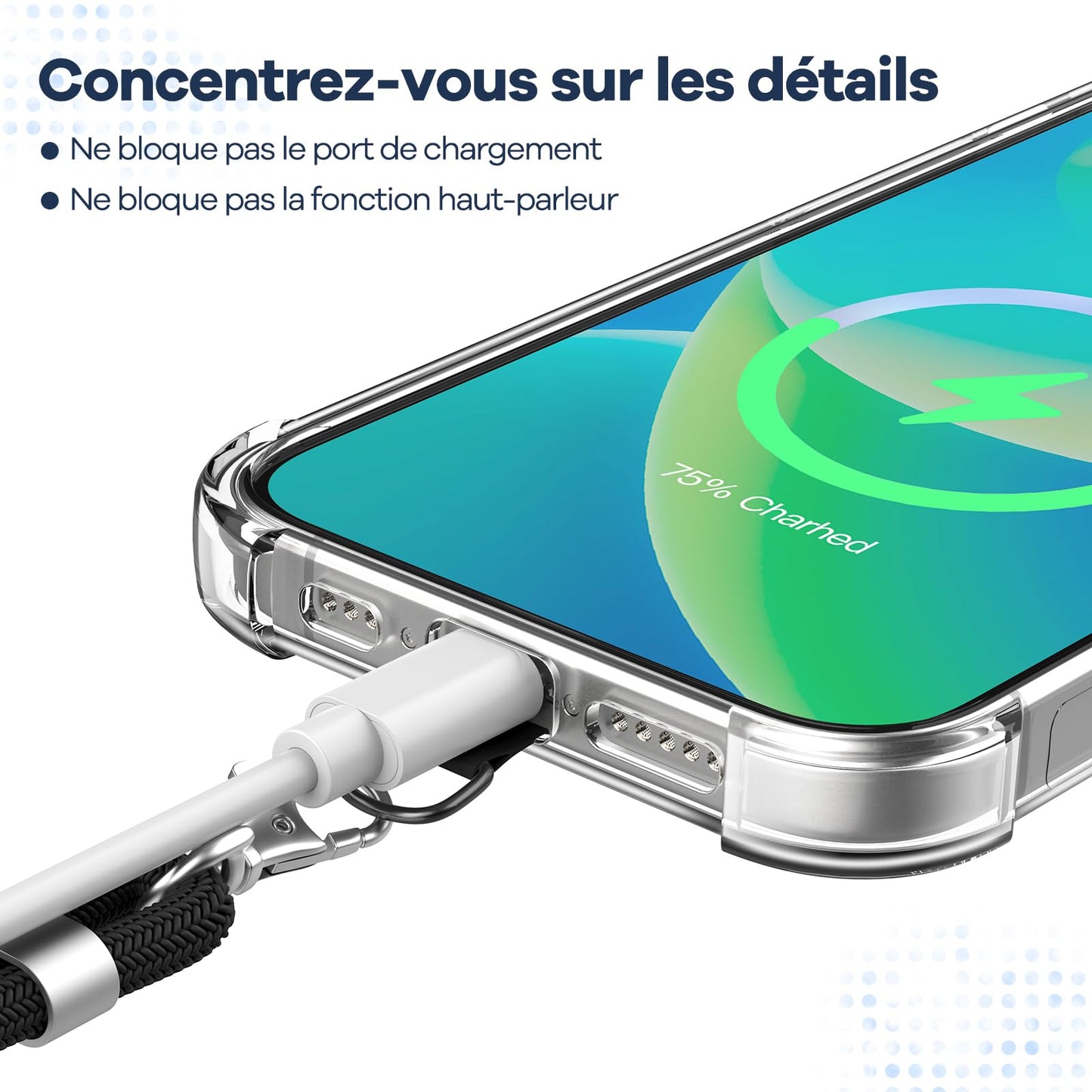 Cordon Téléphone Caslord – Lanière Universelle 1,6 m avec 2 Patchs Durables