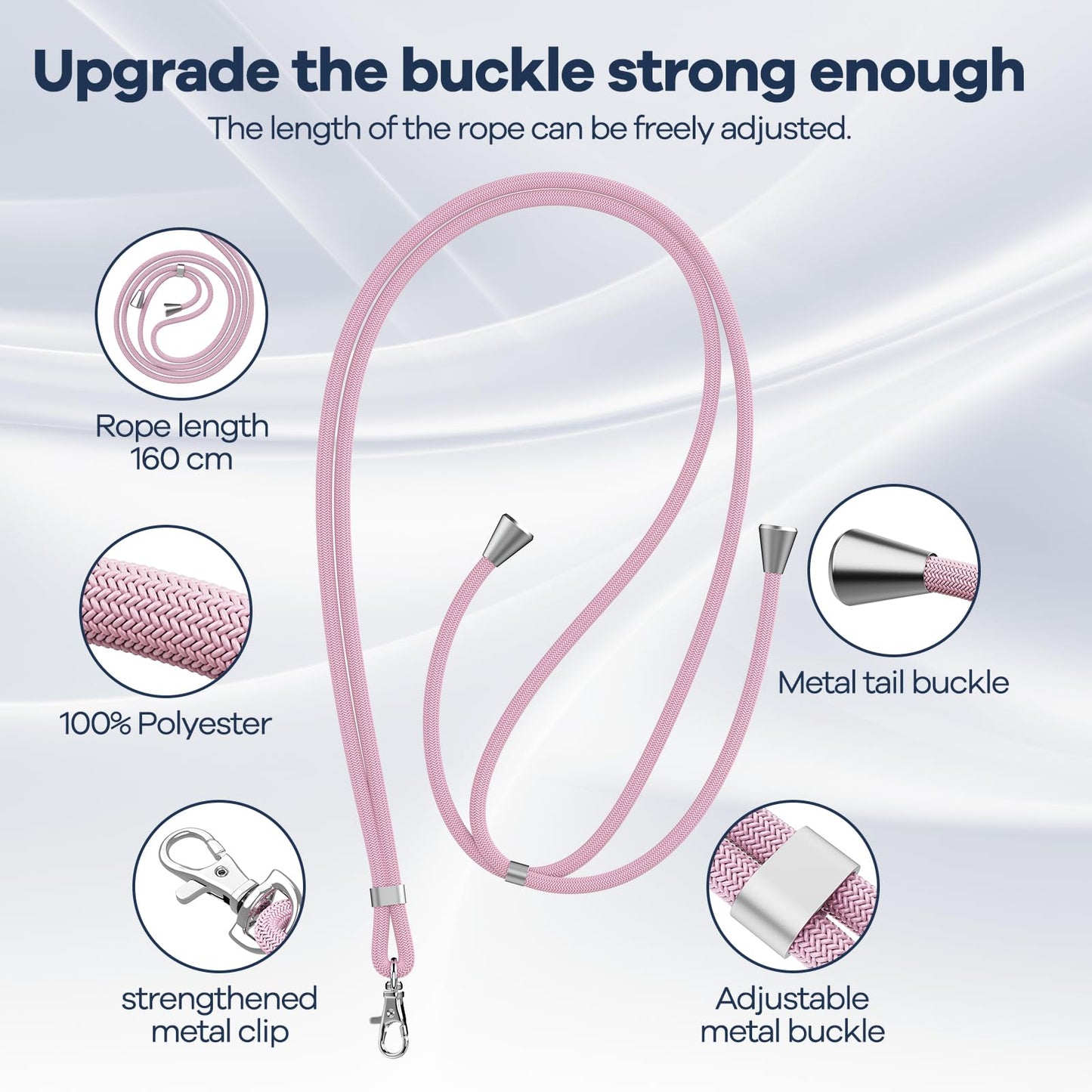 Cordon Téléphone Caslord – Lanière Universelle 1,6 m avec 2 Patchs Durables