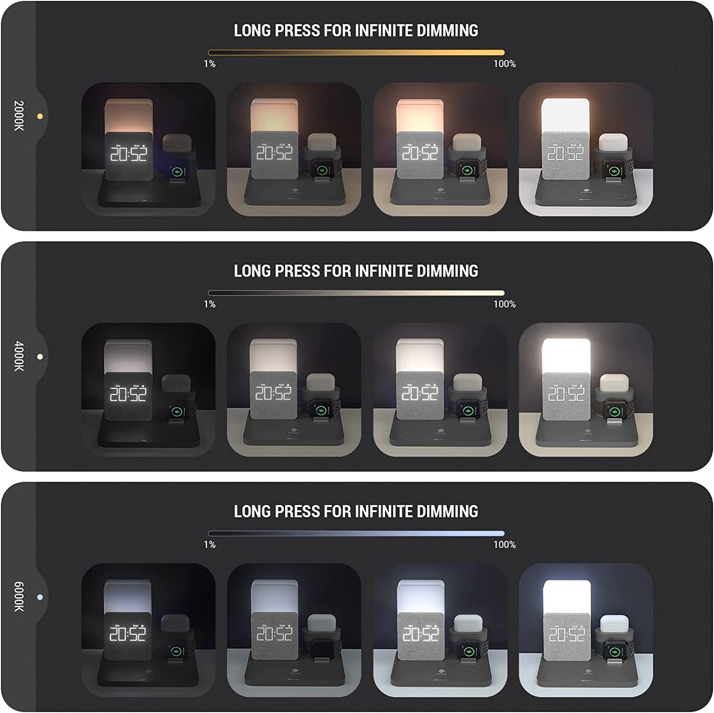 Chargeur à Induction Station, COLSUR 3 en 1 Chargeur sans Fil 15W Universel Qi Portable Rapide Charger pour iPhone 16/15 /14/13/12/11 Pro Max/X/8/Samsung/Huawei, iWatch SE 9/8/7/6/5/4/3/2 et AirPods