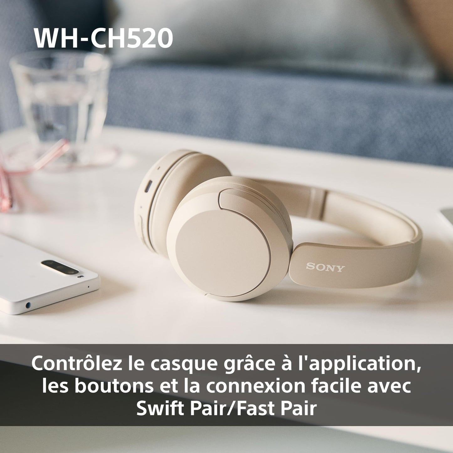 Sony WH-CH520 – Casque Bluetooth Supra-Auriculaire avec Autonomie de 50h et Connexion Multipoint