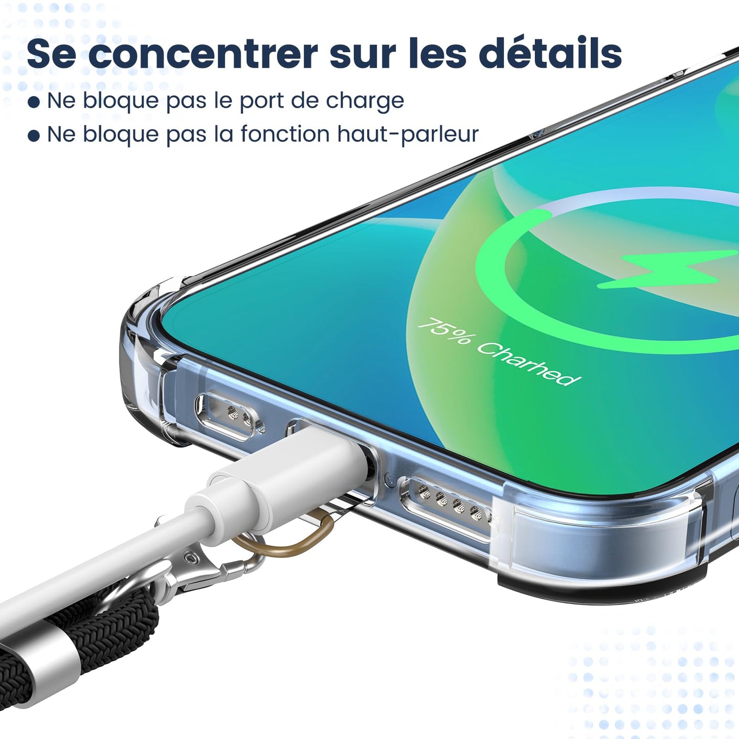 Cordon Téléphone Caslord – Lanière Universelle 1,6 m avec 2 Patchs Durables