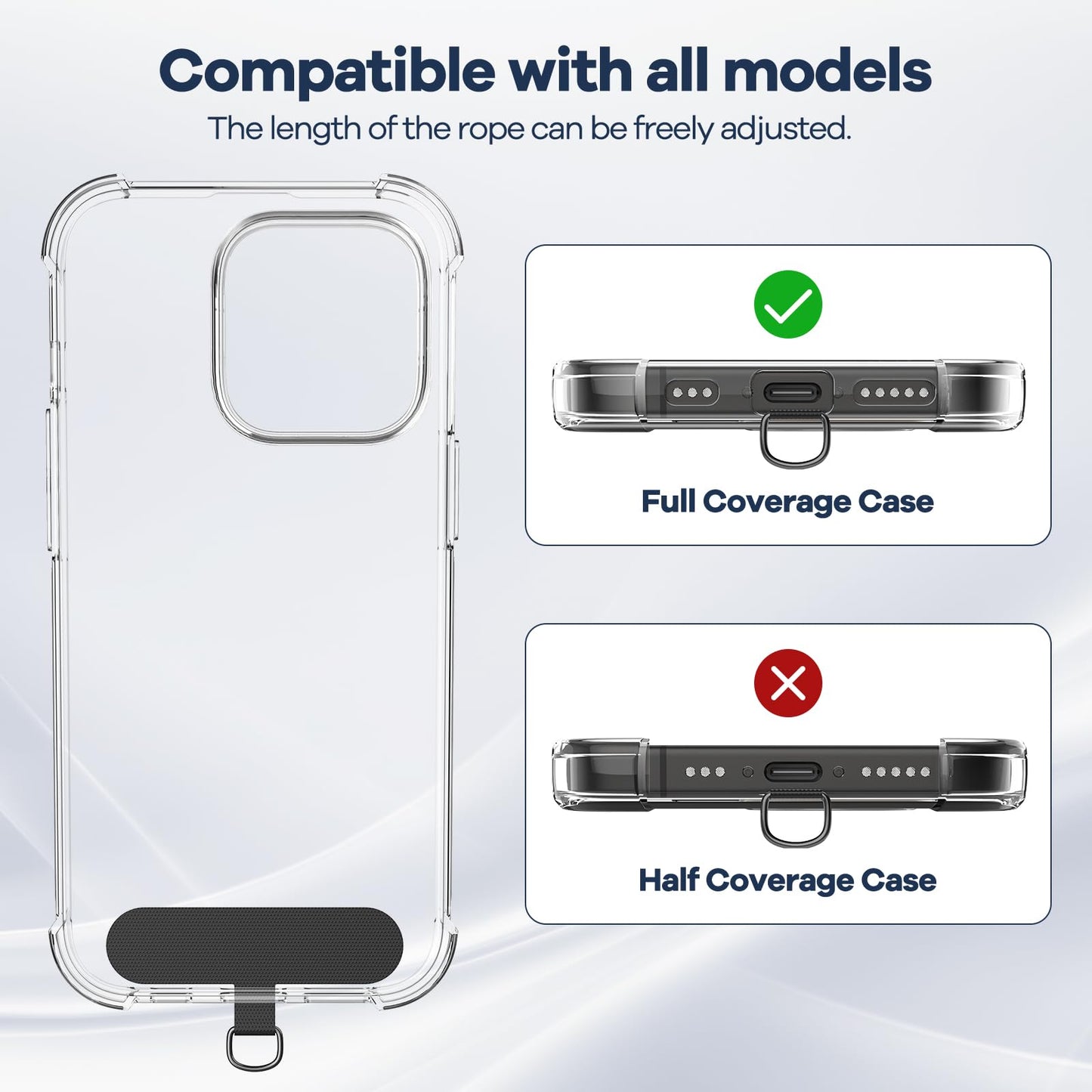 Cordon Téléphone Caslord – Lanière Universelle 1,6 m avec 2 Patchs Durables