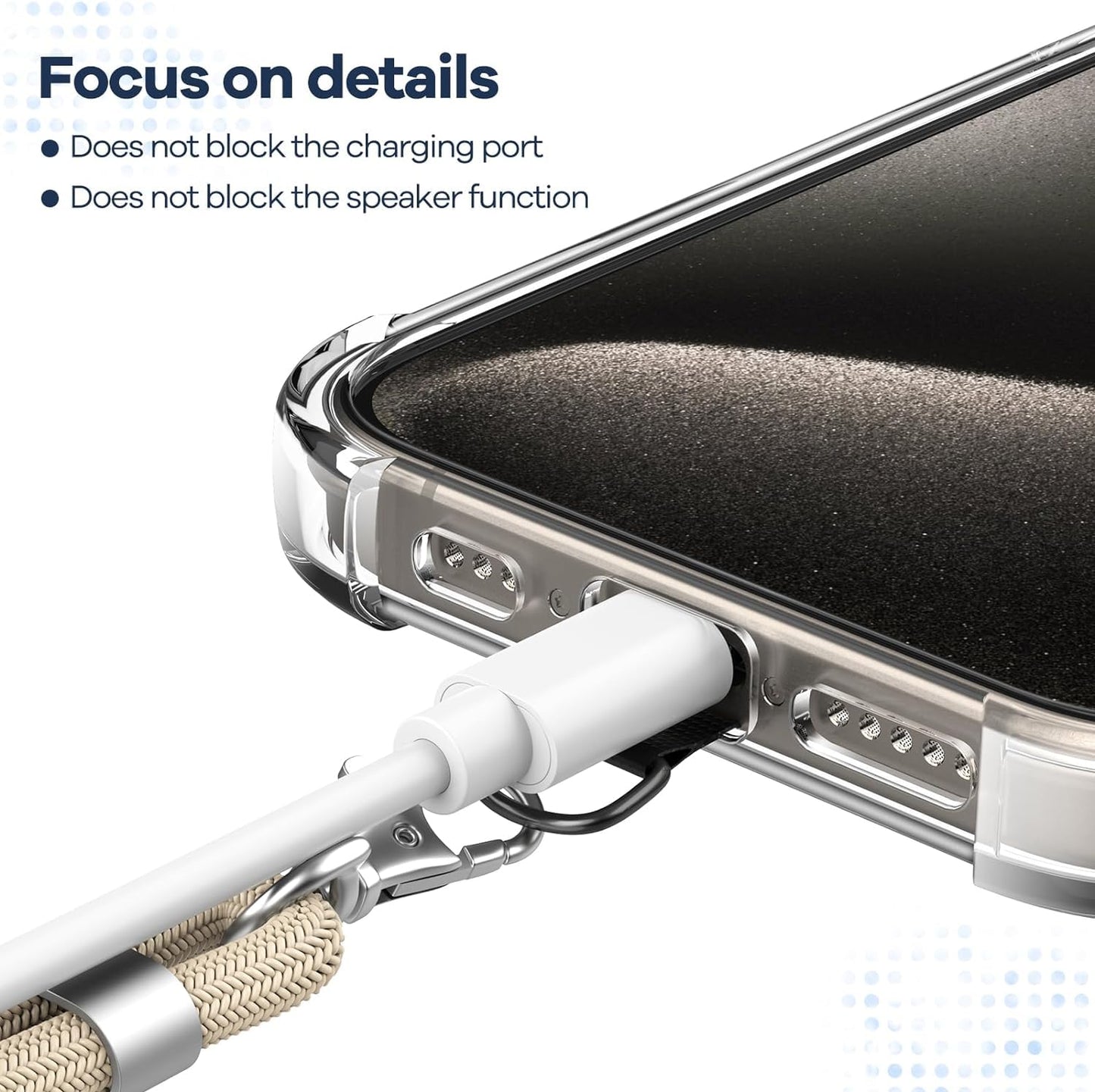 Cordon Téléphone Caslord – Lanière Universelle 1,6 m avec 2 Patchs Durables
