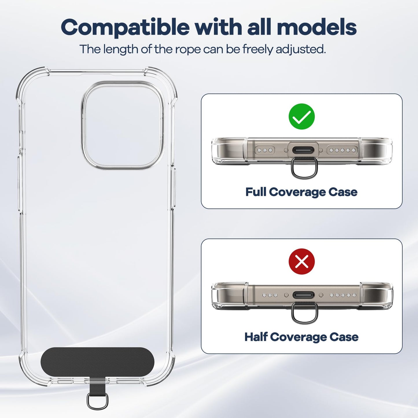 Cordon Téléphone Caslord – Lanière Universelle 1,6 m avec 2 Patchs Durables