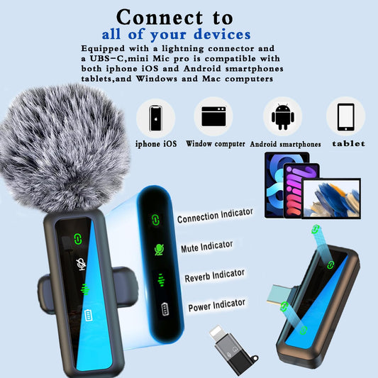 Microphone Cravate Sans Fil XIXIXIAXIA – Compatible iPhone, Android, PC – Réduction de Bruit AI