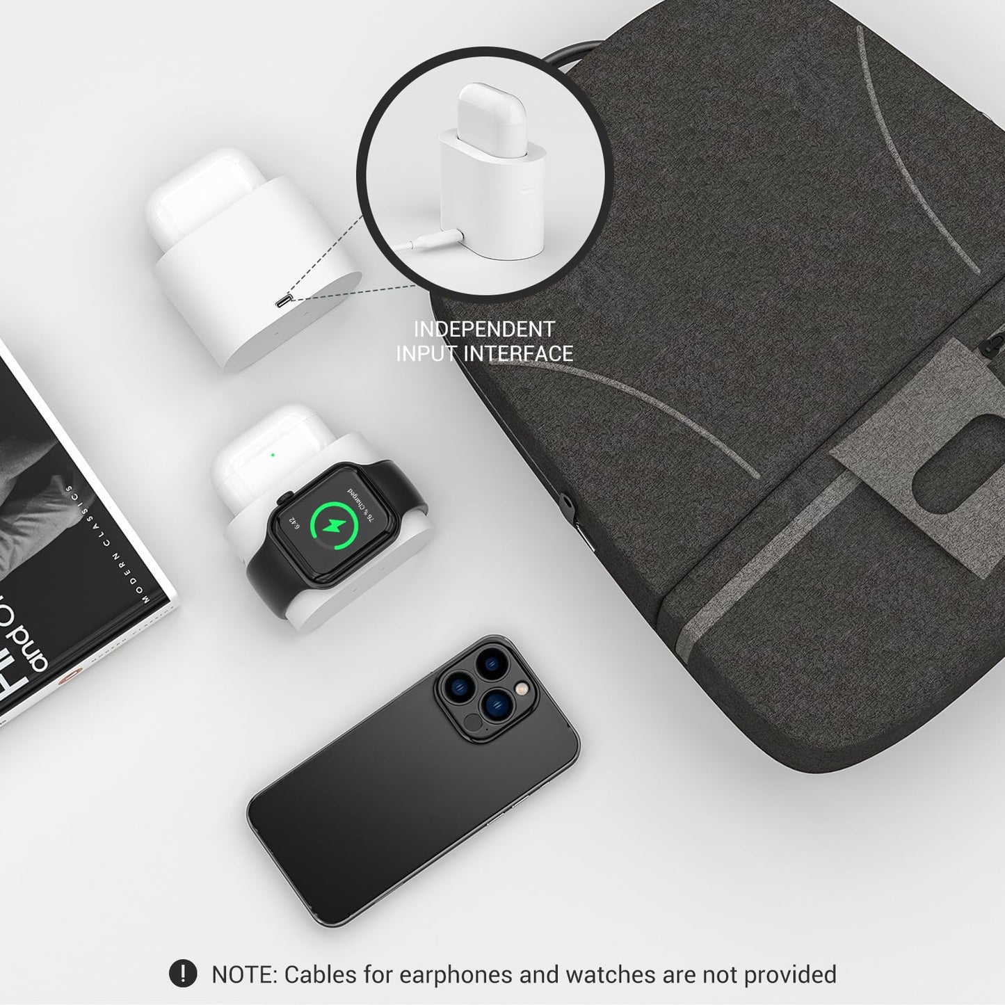 Chargeur à Induction Station, COLSUR 3 en 1 Chargeur sans Fil 15W Universel Qi Portable Rapide Charger pour iPhone 16/15 /14/13/12/11 Pro Max/X/8/Samsung/Huawei, iWatch SE 9/8/7/6/5/4/3/2 et AirPods