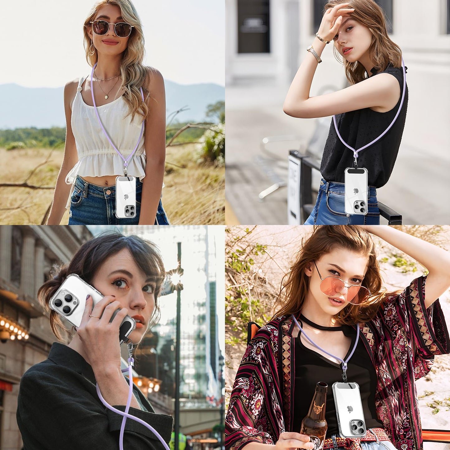 Cordon Téléphone Caslord – Lanière Universelle 1,6 m avec 2 Patchs Durables