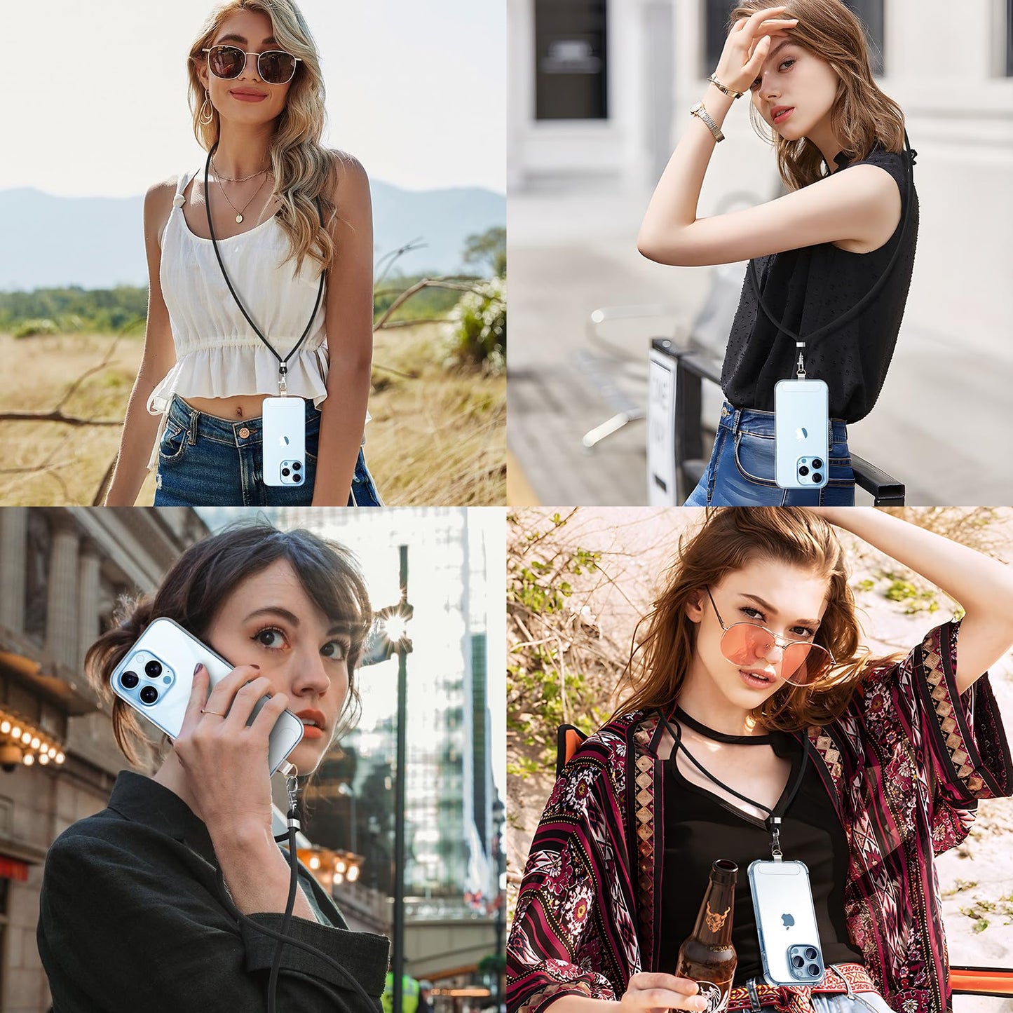 Cordon Téléphone Caslord – Lanière Universelle 1,6 m avec 2 Patchs Durables