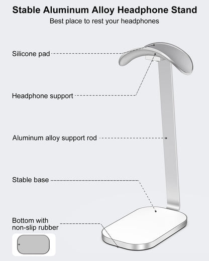 Support de Casque VICHYIE – Aluminium, Base Lestée, Design Incliné, Compatible AirPods Max