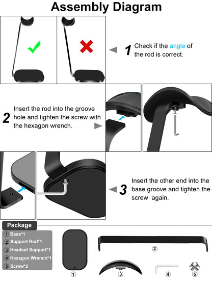 Support de Casque VICHYIE – Aluminium, Base Lestée, Design Incliné, Compatible AirPods Max