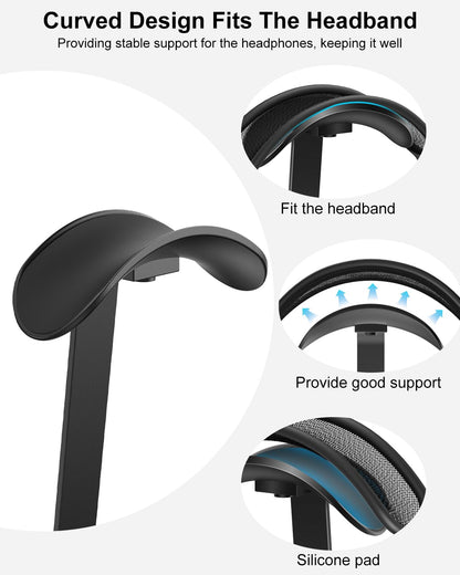 Support de Casque VICHYIE – Aluminium, Base Lestée, Design Incliné, Compatible AirPods Max