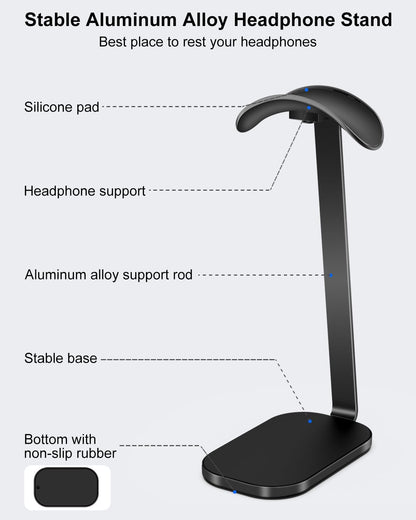 Support de Casque VICHYIE – Aluminium, Base Lestée, Design Incliné, Compatible AirPods Max