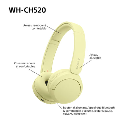 Sony WH-CH520 – Casque Bluetooth Supra-Auriculaire avec Autonomie de 50h et Connexion Multipoint