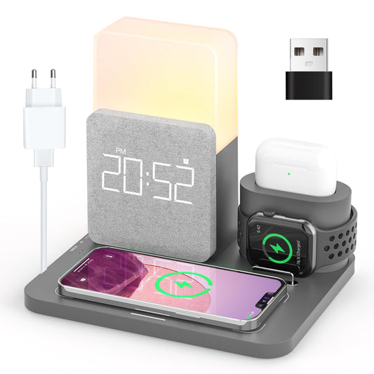 Chargeur à Induction Station, COLSUR 3 en 1 Chargeur sans Fil 15W Universel Qi Portable Rapide Charger pour iPhone 16/15 /14/13/12/11 Pro Max/X/8/Samsung/Huawei, iWatch SE 9/8/7/6/5/4/3/2 et AirPods