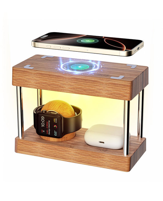 Station de Charge pour Plusieurs appareils, Alltripal en Bambou 7 Ports, Station de Charge 50 W, Chargeur USB, Chargeur Rapide, Organisateur Compatible avec téléphone Portable (Station de Charge pour