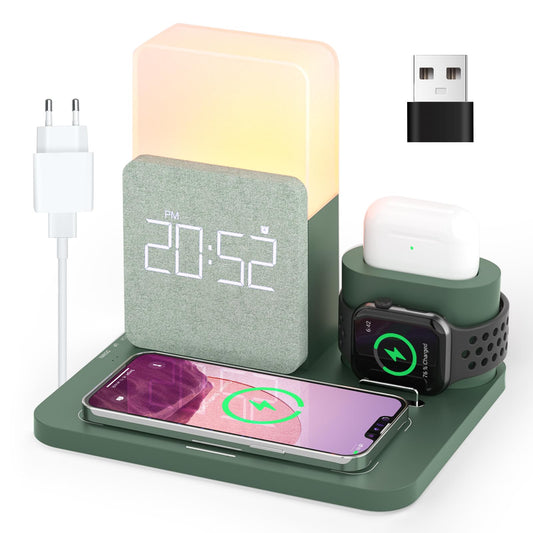 Chargeur à Induction Station, COLSUR 3 en 1 Chargeur sans Fil 15W Universel Qi Portable Rapide Charger pour iPhone 16/15 /14/13/12/11 Pro Max/X/8/Samsung/Huawei, iWatch SE 9/8/7/6/5/4/3/2 et AirPods