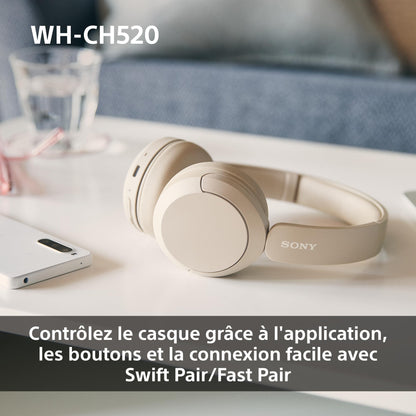 Sony WH-CH520 – Casque Bluetooth Supra-Auriculaire avec Autonomie de 50h et Connexion Multipoint
